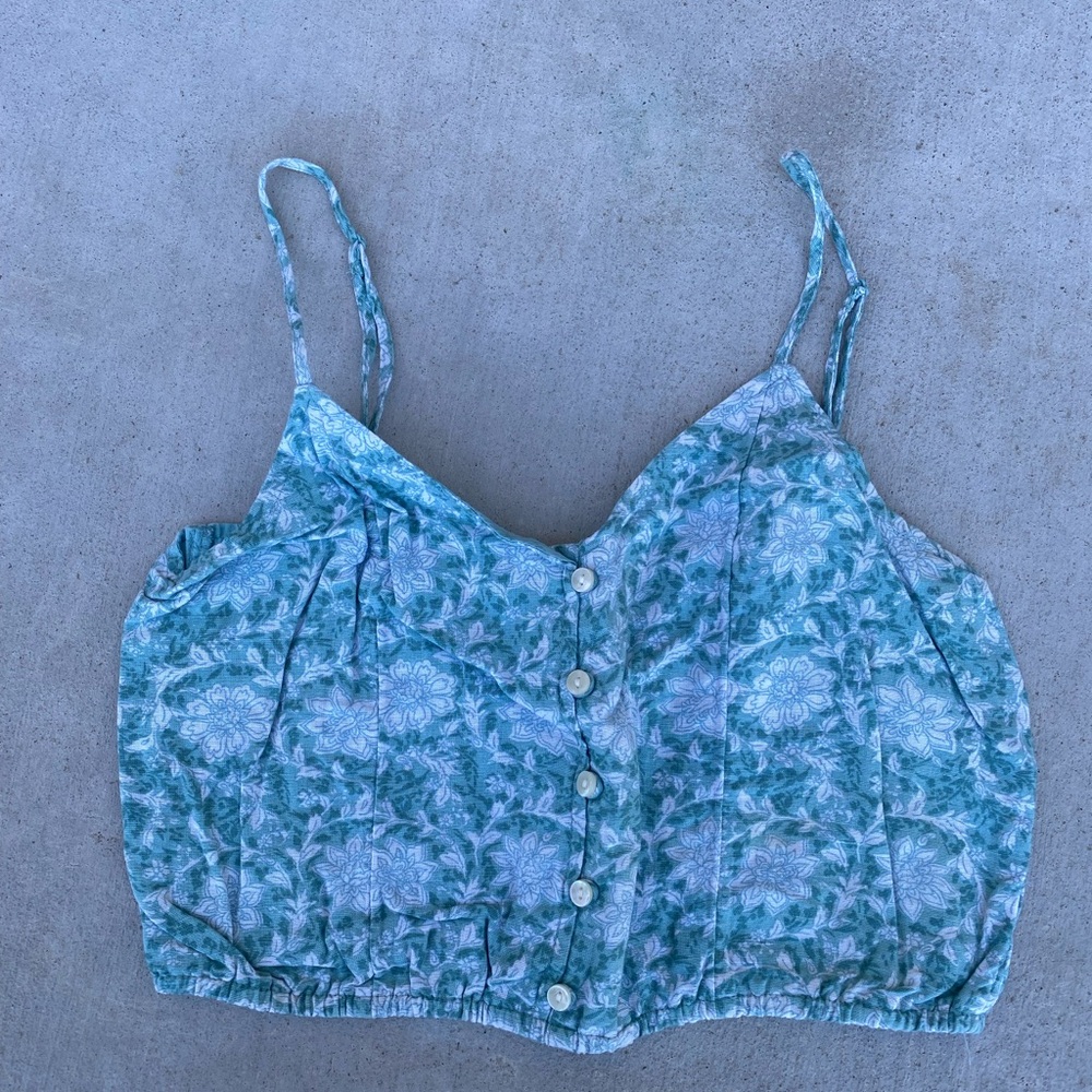 American Eagle Outfitters Teal Floral Camisole - Picture 1 of 2